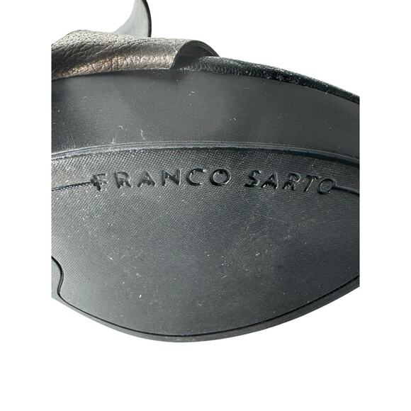 Franco Sarto Georgette Sandals Wedge Heel Open Toe Black Leather Womens US 7.5M - Picture 7 of 9